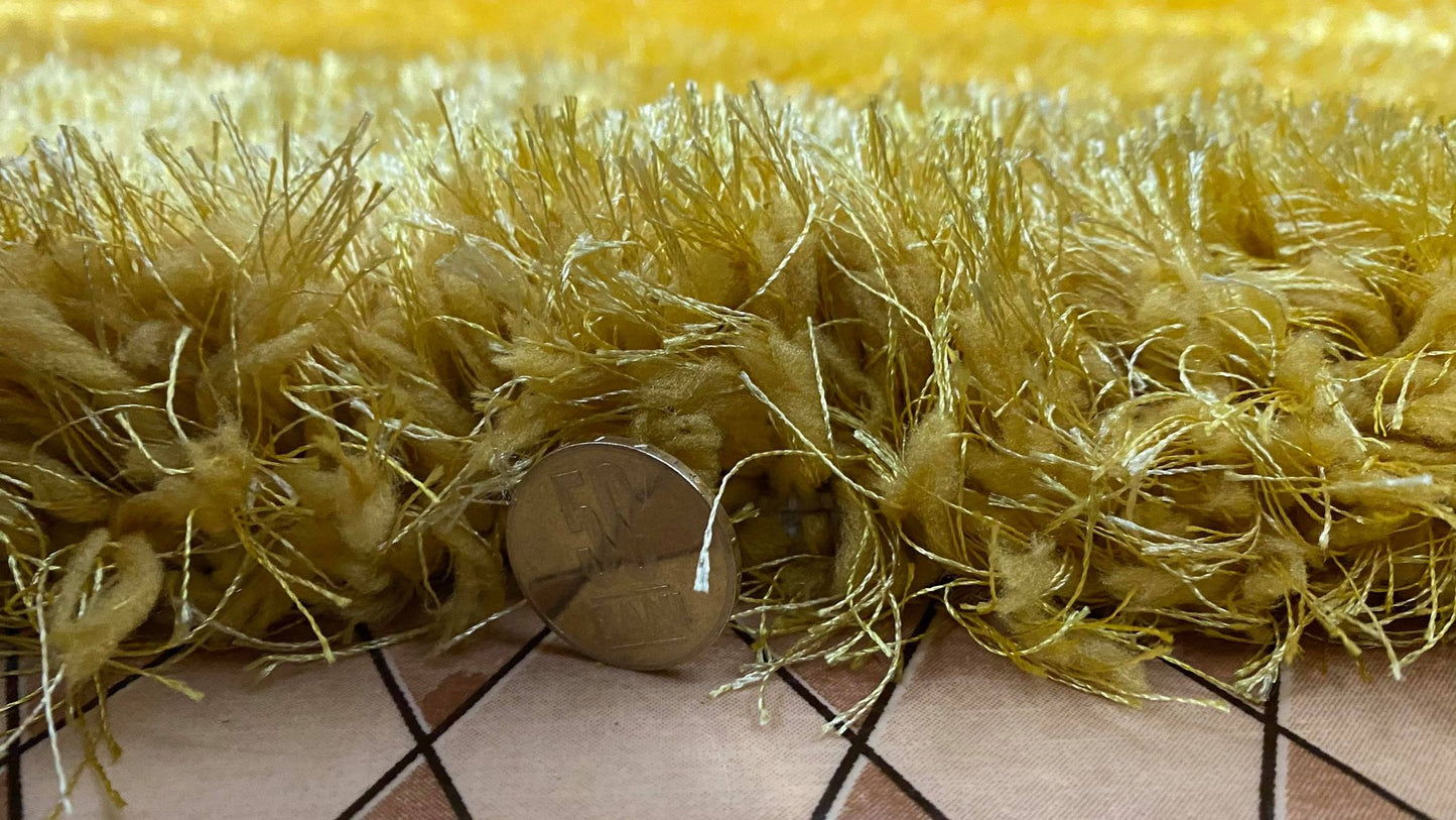 Covor Pufos de Matase si Bumbac,Galben