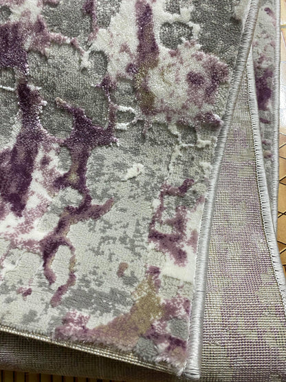 Covor cu Insertii Moderne tip Picasso,Mov-Gri