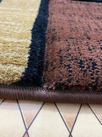 Covor cu Insertii Geometrice de Tip Patrate si Dreptunghiuri ,Maro