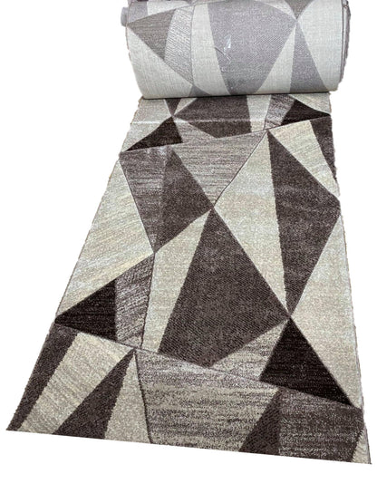 Traversa cu Insertii Geometrice tip Triunghiuri ,Bej/Maro