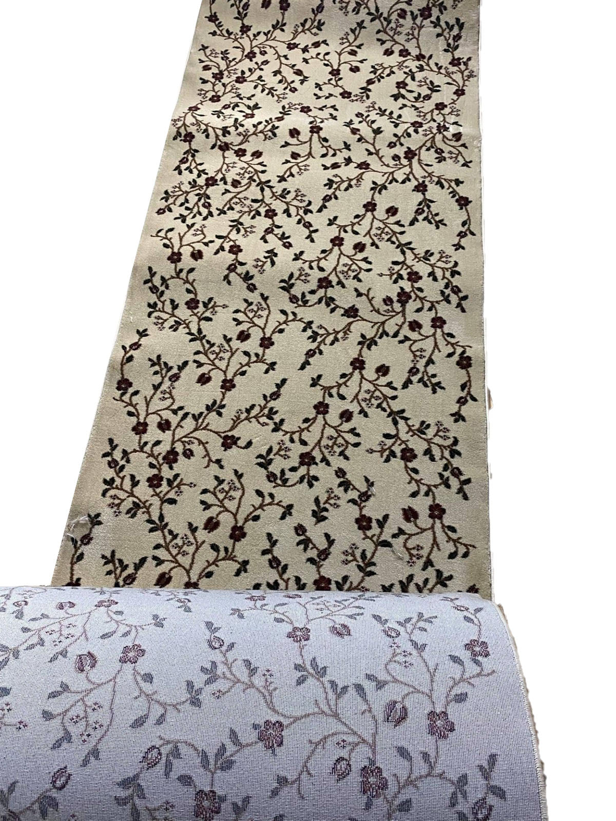 Traversa cu Insertii Naturale de Tip Ramuri cu Floricele,Bej/Grena/Verde/Maro