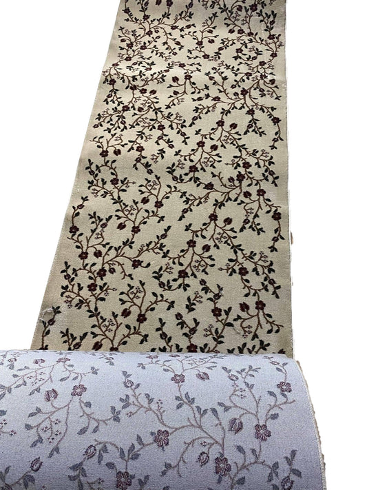 Traversa cu Insertii Naturale de Tip Ramuri cu Floricele,Bej/Grena/Verde/Maro