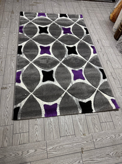 Covor Modern tip X, Gri/Negru/Verde