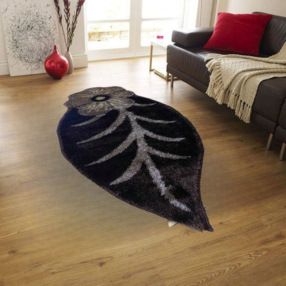 Covor Pufos cu fir lung de matase in forma de Floare,Maro