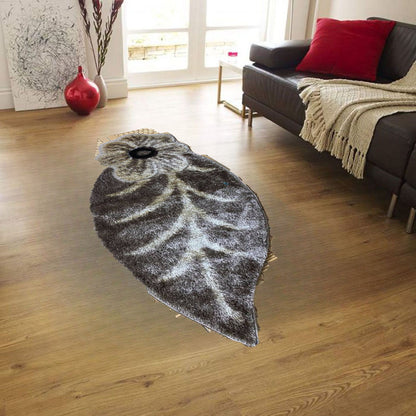 Covor Pufos cu fir lung de matase in forma de Floare,Bej/Capucino