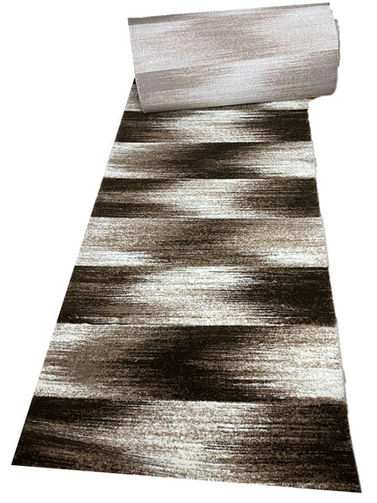 Covor Geometric tip Linii in Degrade,Bej/Maro