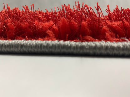 Covor Pufos cu Fir de Matase si Bumbac ,Grena/Alb/Negru/Gri