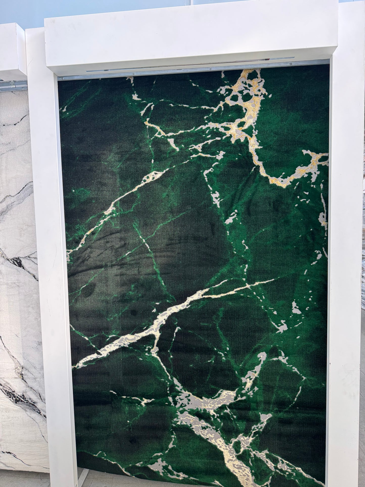 Covor Tip Marmura,Verde Smarald/Gri/Gold