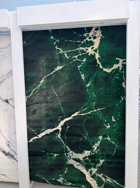 Covor Tip Marmura,Verde Smarald/Gri/Gold