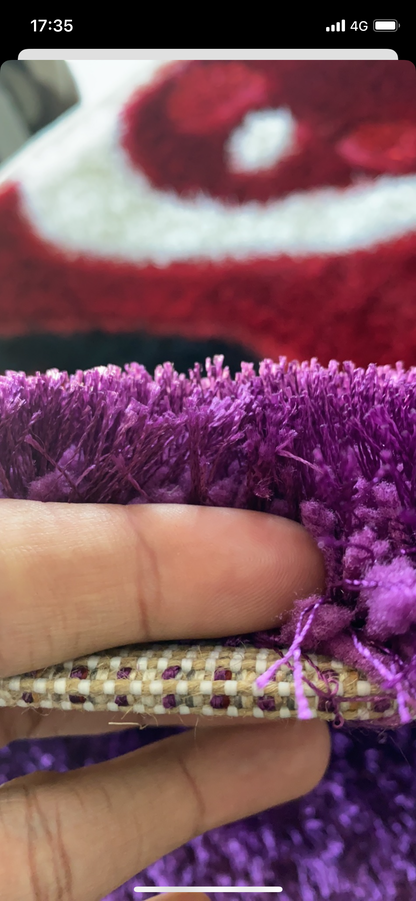 Covor Pufos din Fir de Matase si Bumbac 3D,Mov