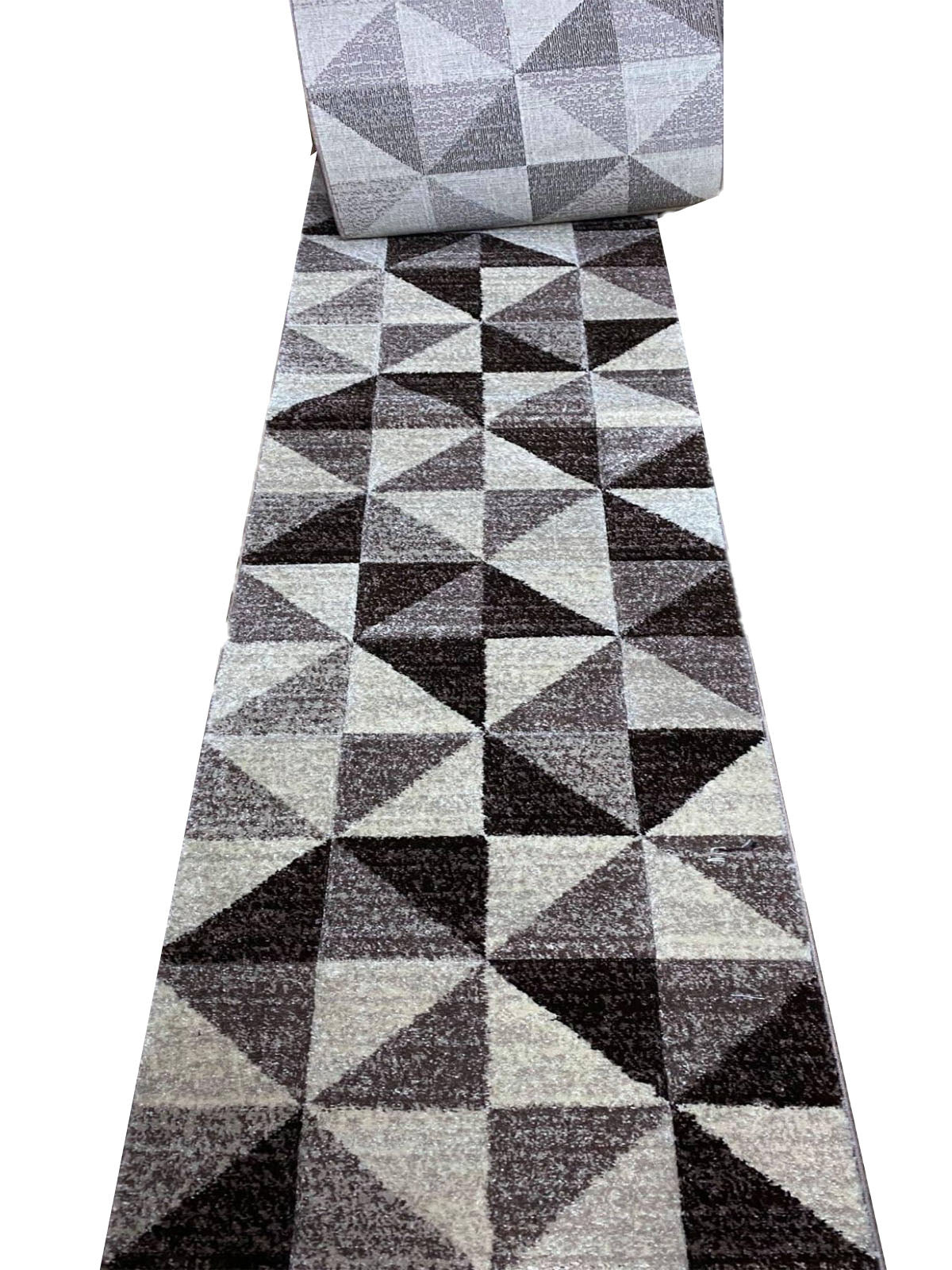 Traversa cu Insertii Geometrice tip Triunghiuri ,Bej/Maro