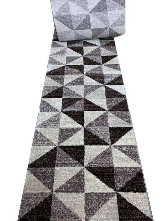 Traversa cu Insertii Geometrice tip Triunghiuri ,Bej/Maro