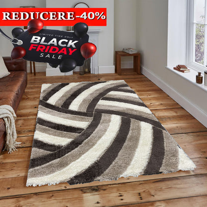 Covor Pufos Cocolino Tip Dungi ,Bej/Capucinno