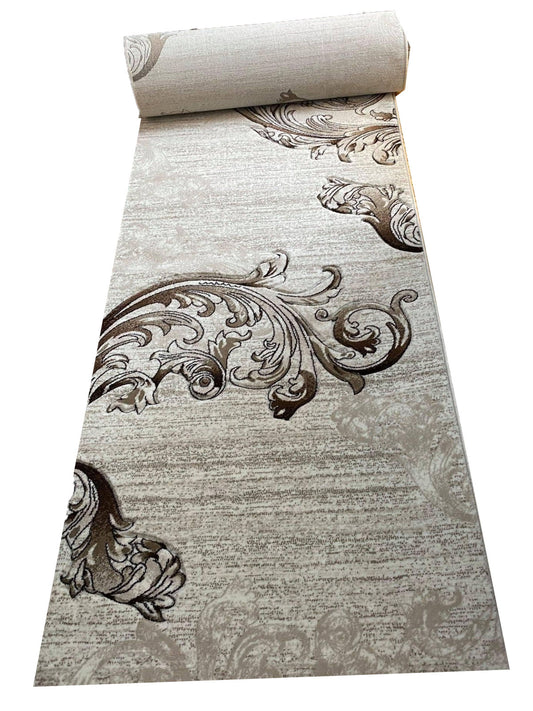 Traversa cu Insertii Florale tip Lalea,Bej