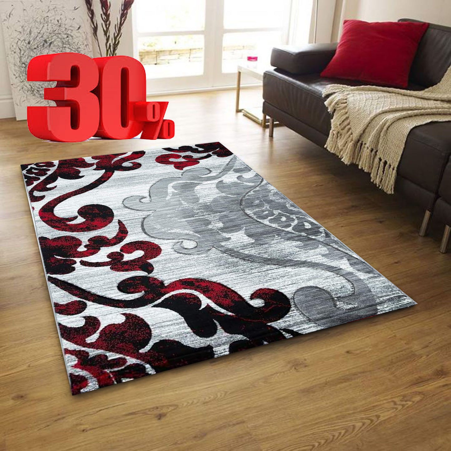 Traversa cu  Insertii Tribale,Gri/Rosu