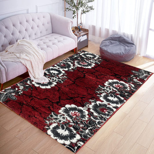 Covor cu Insertii Florale,Grena