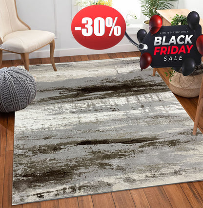 Covor Modern cu Linii,Bej/Maro