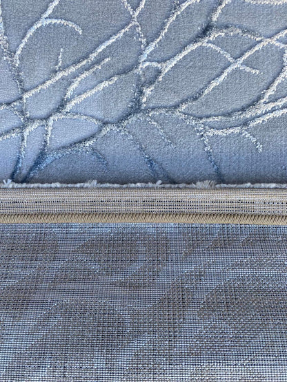 Covor Modern cu Insertii Naturale de tip Crenute , Gri/Gri