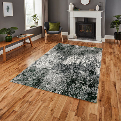 Covor Modern Tip Picasso,Verde Smarald/Gri