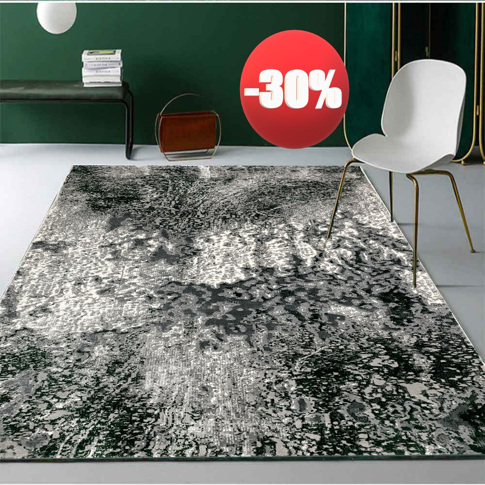 Covor Modern Tip Picasso,Verde Smarald/Gri