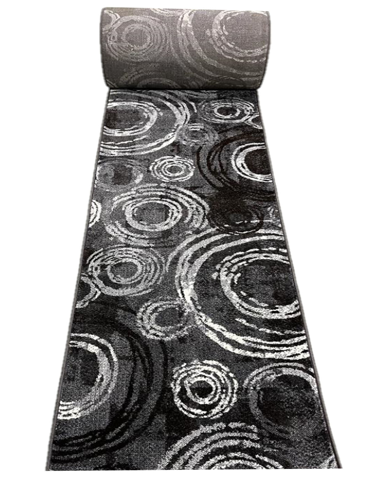 Traversa cu Insertii Geometrice Moderne tip Cercuri , Gri/Negru