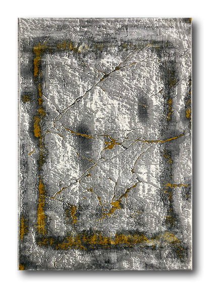 Covor Modern Tip Tablou Picasso,Gri/Gold