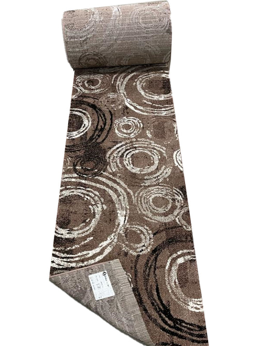 Traversa cu Insertii Geometrice Moderne tip Cercuri , Bej/Maro