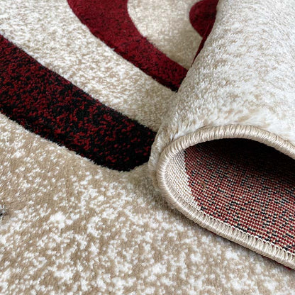 Covor cu Insertii 3D Vortex ,Bej/Grena