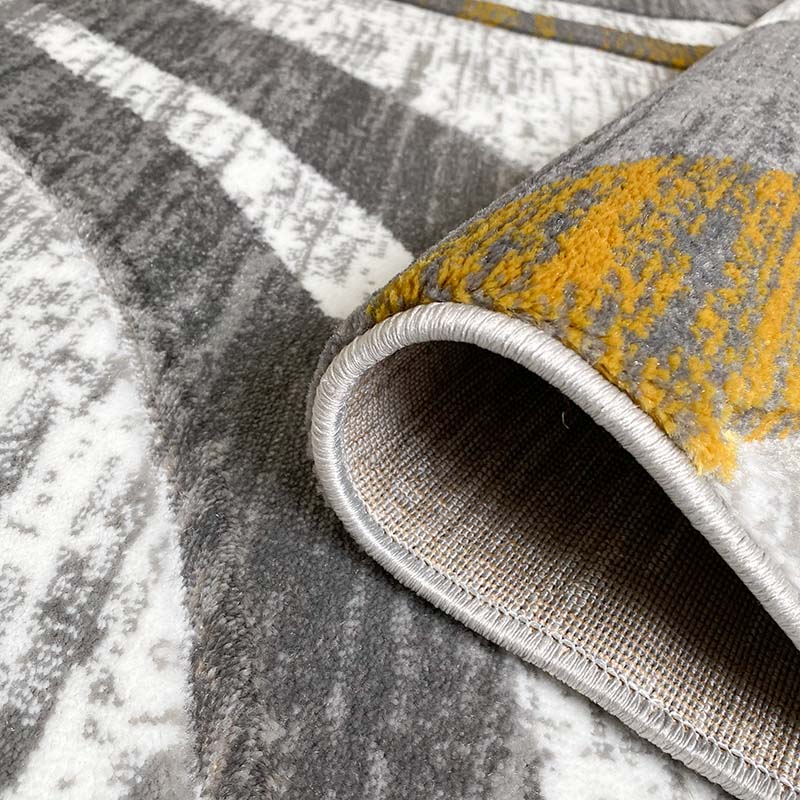 Covor cu Insertii 3D Linii,Gri/Galben