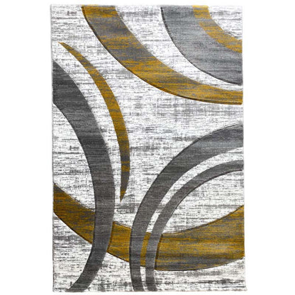 Covor cu Insertii 3D Linii,Gri/Galben