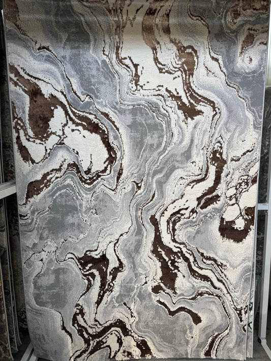 Covor Tip Valuri,Gri/Bej/Capucino