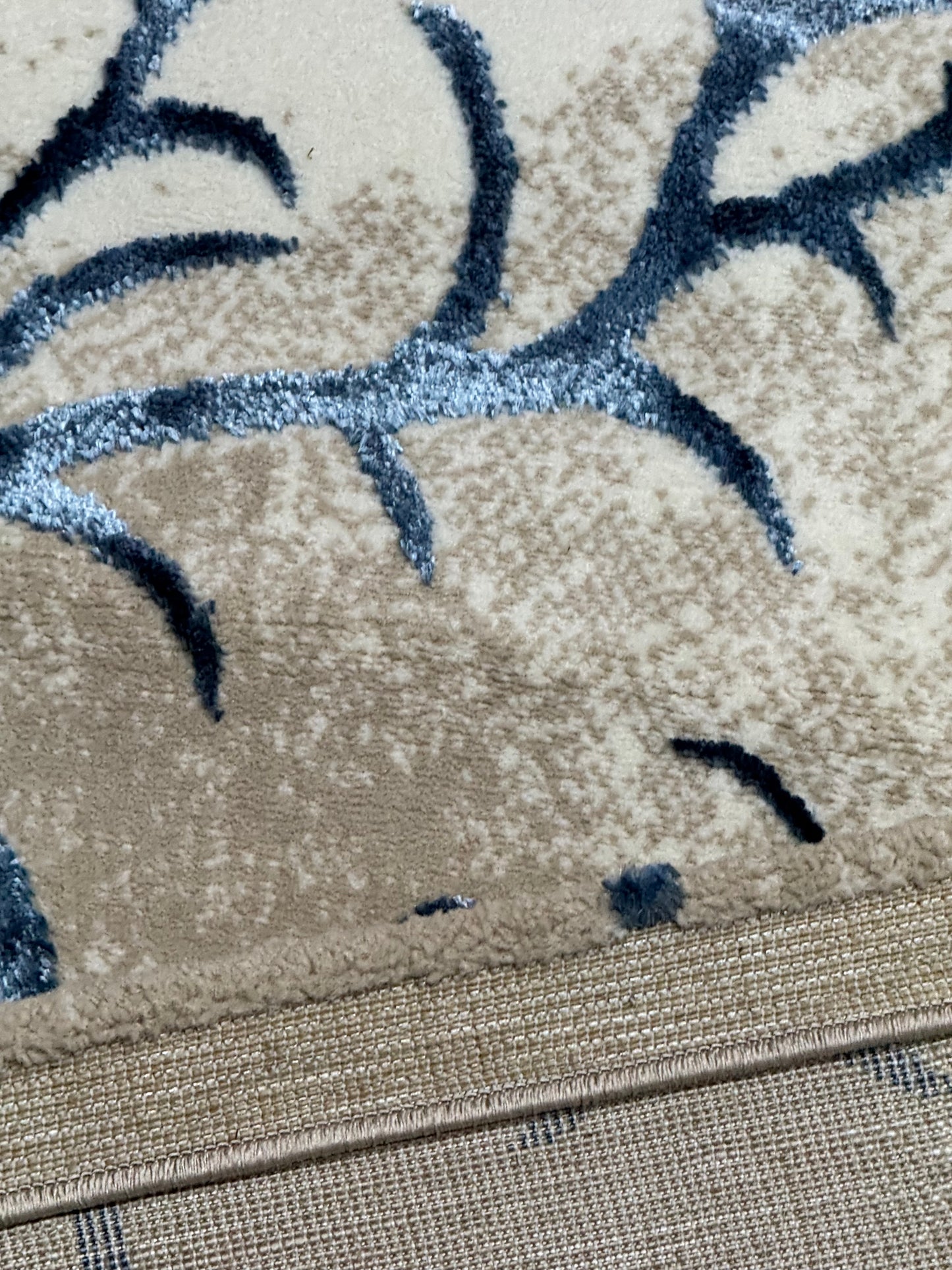 Covor cu Insertii Florale tip Crenguțe,Turqoise/Bej