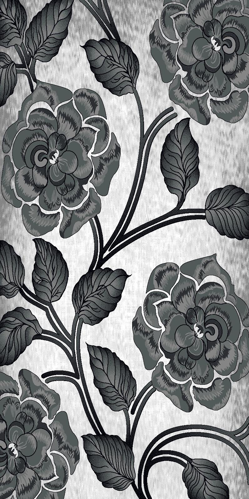 Covor tip Trandafir 3D , Gri/Negru