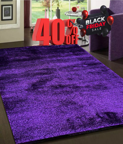 Covor Pufos din Fir de Matase si Bumbac 3D,Mov