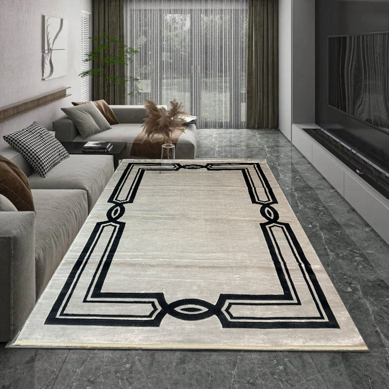 Covor Premium cu chenar Angora Crem/Negru