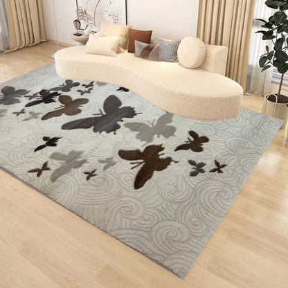 Covor Modern cu Fluturasi,Crem/Bej