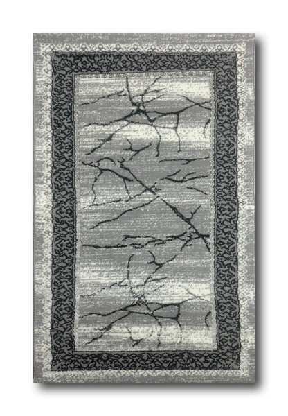 Covor cu Insertii Grecesci in Chenar,Negru/Gri/Crem