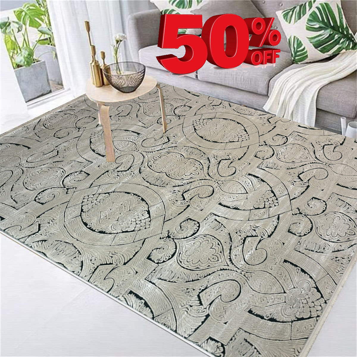 Covor Premium Angora Hali Tip Thailanda,Verde Smarald/Crem