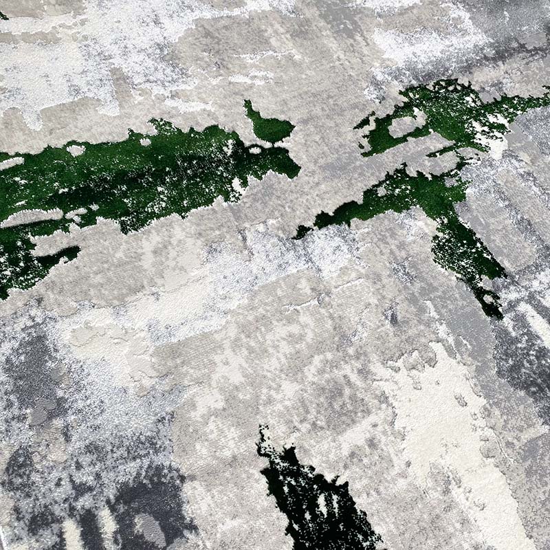 Covor Tip Pictura Moderna,Verde Smarald/Gri/Bej