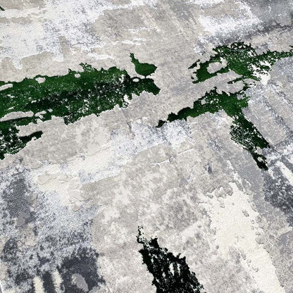 Covor Tip Pictura Moderna,Verde Smarald/Gri/Bej