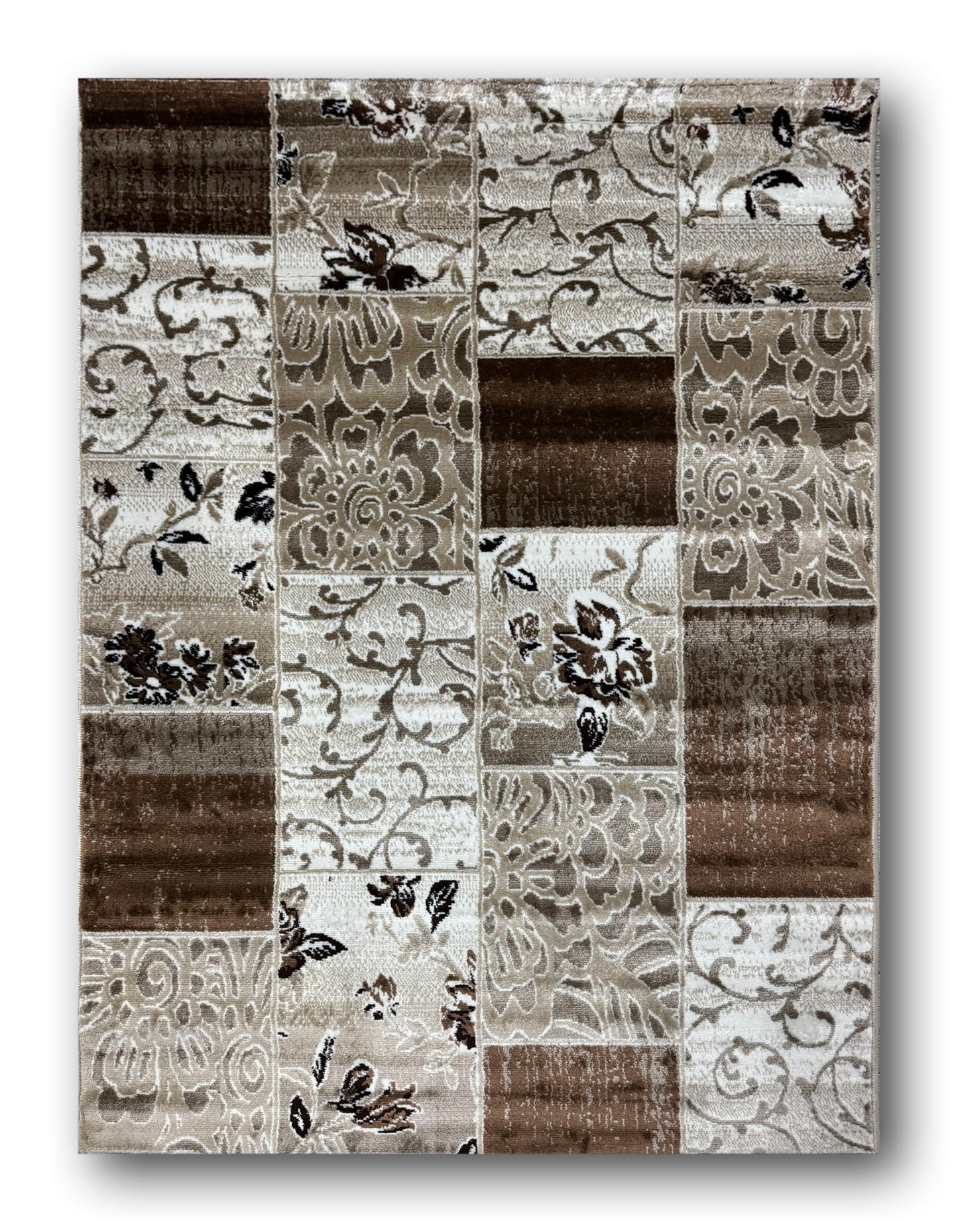 Covor cu Insertii Florale ,Crem/Bej