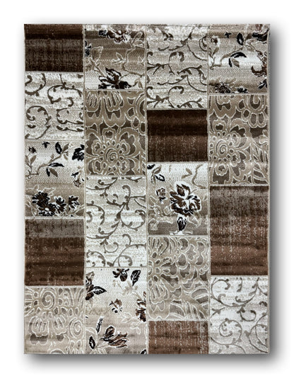 Covor cu Insertii Florale ,Crem/Bej