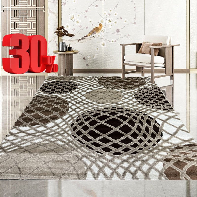 Covor cu Insertii Geometrice Tip Cercuri 3D , Bej/Crem/Maro