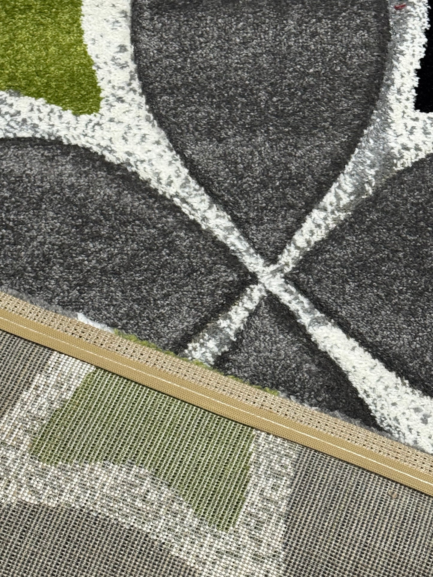 Covor Modern tip X, Gri/Negru/Verde