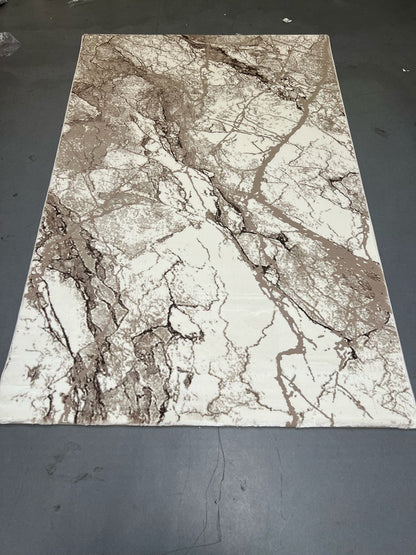 Covor cu Insertii 3D tip Marmura,Bej/Maro