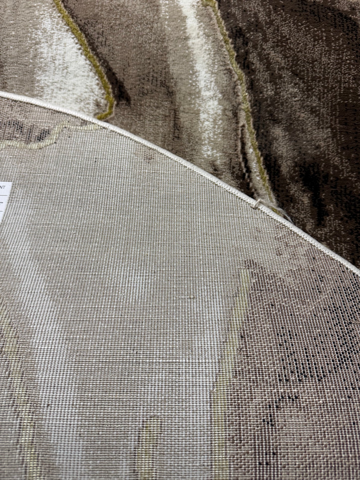 Covor cu Insertii 3D tip Marmura,Bej/Crem/Auriu