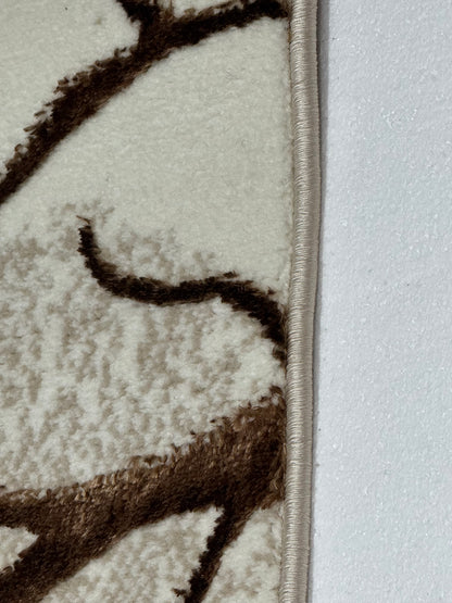 Covor cu Insertii Florale tip Crenguțe,Bej/Maro