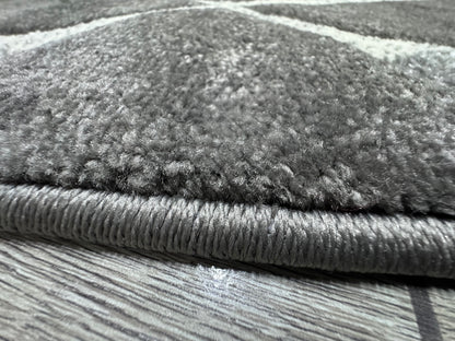 Covor Modern tip X, Gri/Negru/Verde