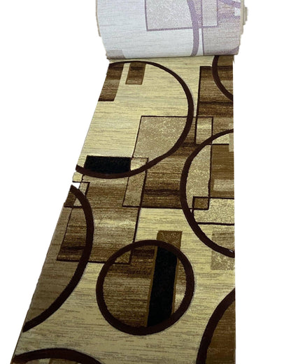 Traversa cu Insertii Geometrice Moderne tip Cercuri , Crem/Maro