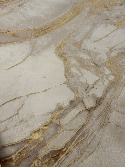 Covor cu Insertii 3D tip Stucco Venetian,Bej/Crem/Auriu